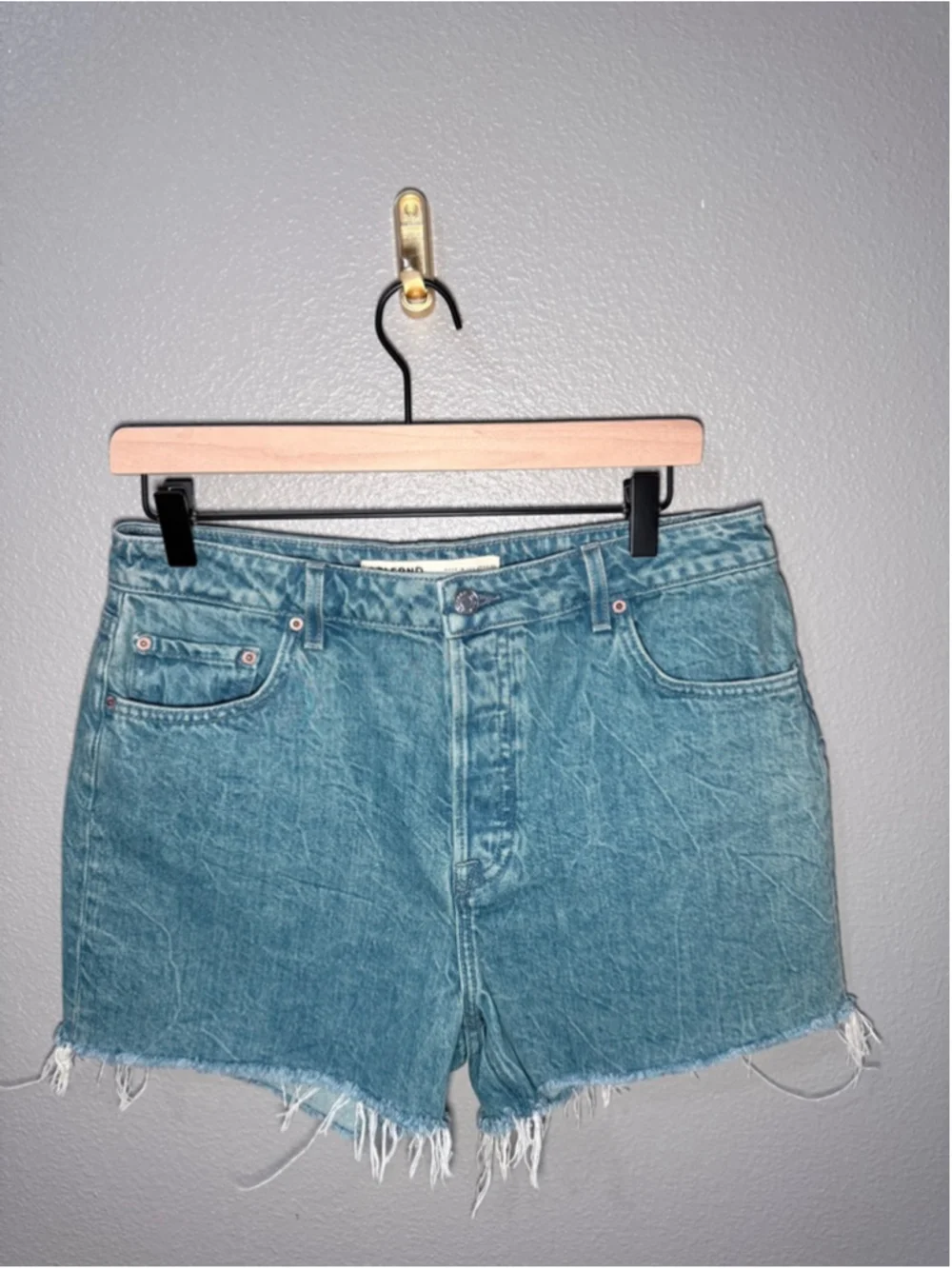 Women's GRLFRND Blue Helena High Rise Cut Off Jean Shorts Size 28